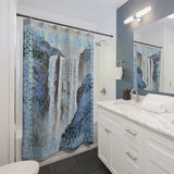 Skogafoss Waterfall Shower Curtain - Blue 71x74