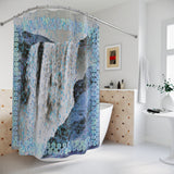 Skogafoss Waterfall Shower Curtain - Blue 71x74