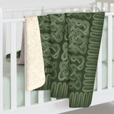 Look Viking Borre Pattern Green Sherpa Fleece Blanket