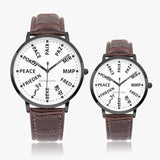 PEACE watch 24 languages on hour marks - white/black letters