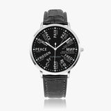 PEACE wrist watch in 24 languages with countries - black/white letters