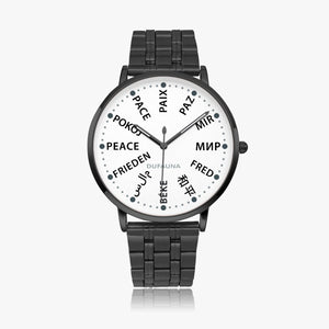 PEACE watch 24 languages on hour marks - white/black letters