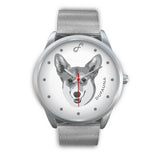 Grey/White Corgi Face Steel Watch FS0228
