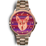 Pink/Purple Corgi Face Rose Gold Watch FR0528