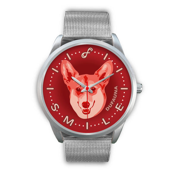 Red Corgi Smile Steel Watch SS0928