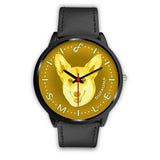 Yellow Corgi Smile Black Watch SB1128