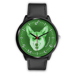 Green Corgi Smile Black Watch SB1228