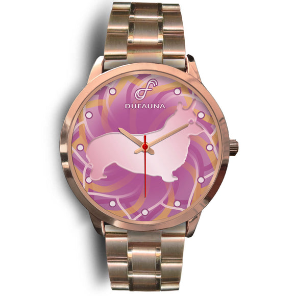 Pink Corgi Body Silhouette Rose Gold Watch BR0328