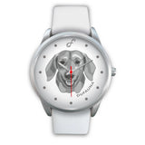 Grey/White Dachshund Face Steel Watch FS0205