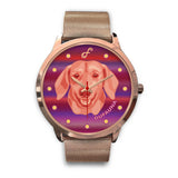 Pink/Purple Dachshund Face Rose Gold Watch FR0505