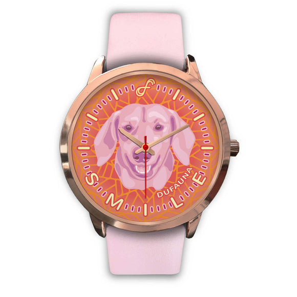Pink Dachshund Smile Rose Gold Watch SR0705