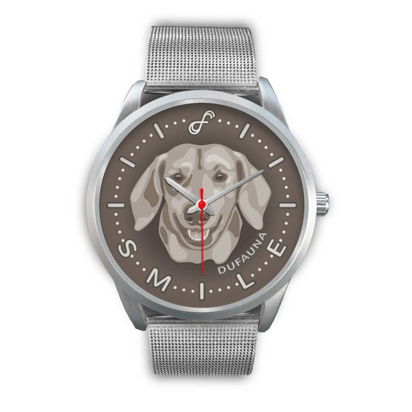 Grey Dachshund Smile Steel Watch SS0805