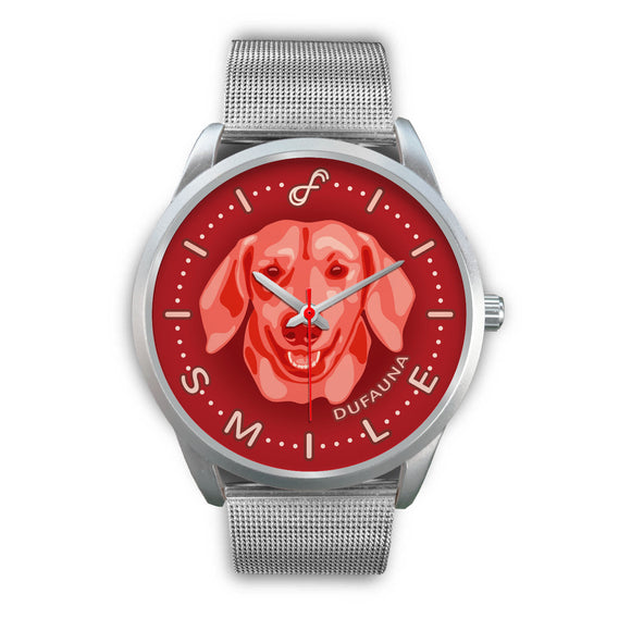 Red Dachshund Smile Steel Watch SS0905