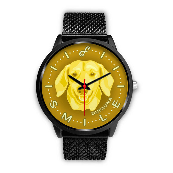 Yellow Dachshund Smile Black Watch SB1105