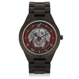 Grey/Dark Red Dachshund Smile Wood Watch SW0605