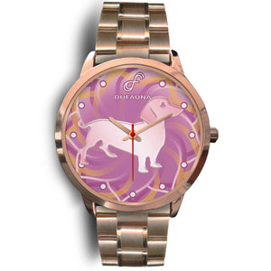 Pink Dachshund Body Silhouette Rose Gold Watch BR0305