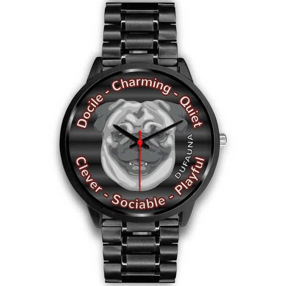 Grey/Black Pug Character Black Watch CB0224