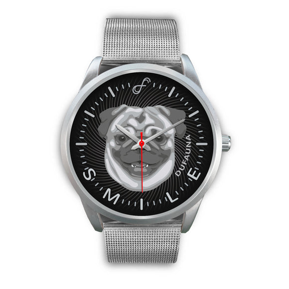 Grey/Black Pug Smile Steel Watch SS0124