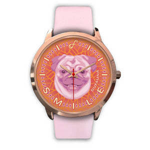 Pink Pug Smile Rose Gold Watch SR0724