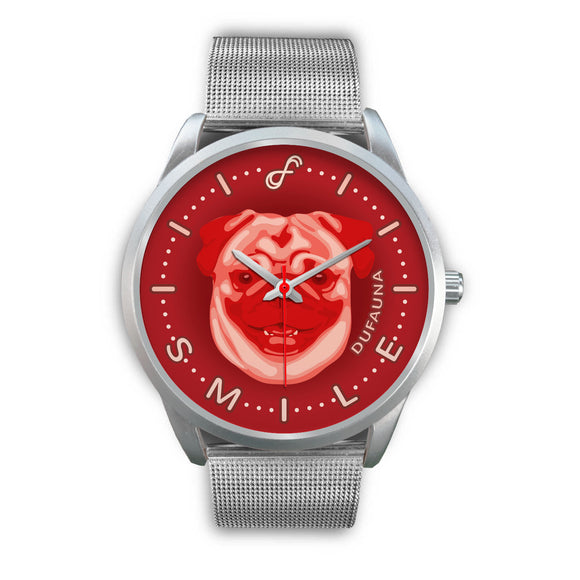 Red Pug Smile Steel Watch SS0924