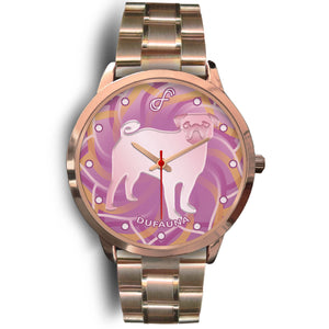 Pink Pug Body Silhouette Rose Gold Watch BR0324