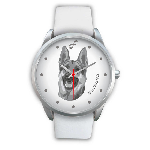 Grey/White German Shepherd Face Steel Watch FS0202