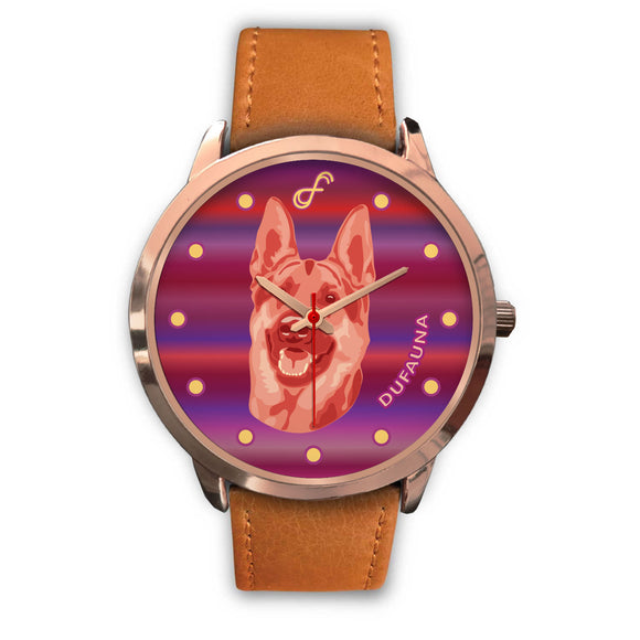 Pink/Purple German Shepherd Face Steel Watch FS0502