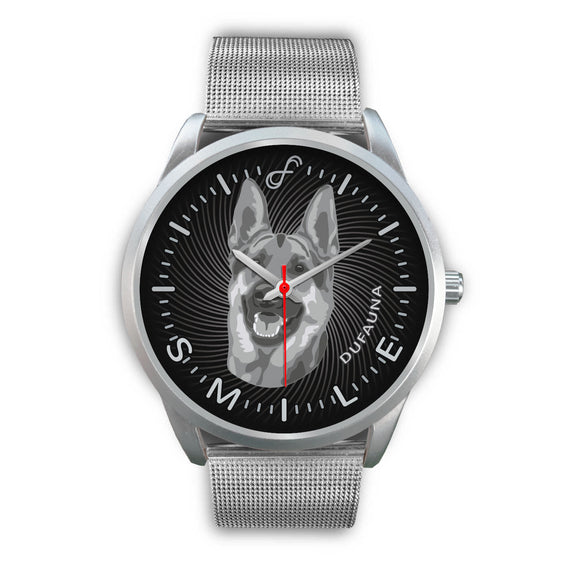 Grey/Black German Shepherd Smile Steel Watch SS0102
