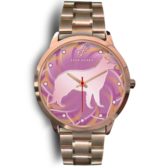 Pink German Shepherd Body Silhouette Rose Gold Watch BR0302