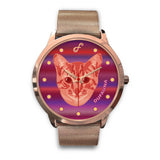 Pink/Purple Cat Face Rose Gold Watch FR05CA