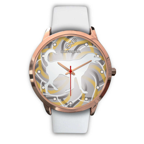 White Dog Body Silhouette Rose Gold Watch BR0400