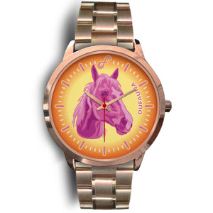 Pink/Orange Horse Face Rose Gold Watch FR08HO