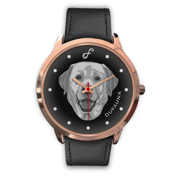 Grey/Black Labrador Face Rose Gold Watch FR0101