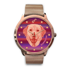 Pink/Purple Labrador Face Rose Gold Watch FR0501