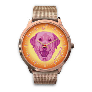 Pink/Orange Labrador Face Rose Gold Watch FR0801