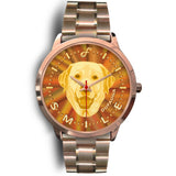 Yellow/Brown Labrador Smile Rose Gold Watch SR0501