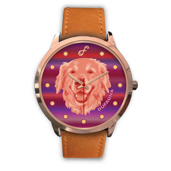 Pink/Purple Golden Retriever Face Rose Gold Watch FR0506