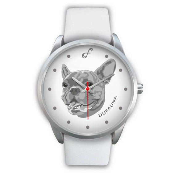 Grey/White French Bulldog Face Steel Watch FS0221