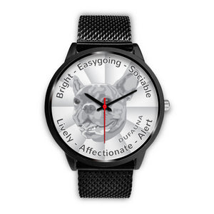 Grey/White French Bulldog Character Black Watch CB0121
