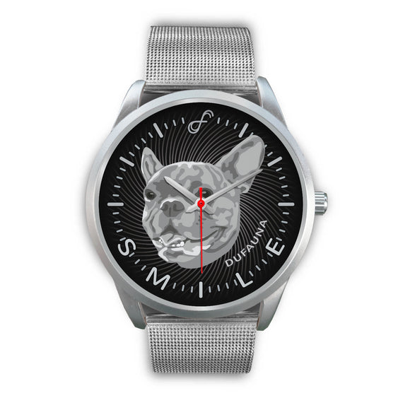 Grey/Black French Bulldog Smile Steel Watch SS0121
