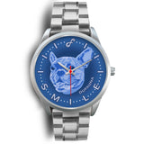 Blue French Bulldog Smile Steel Watch SS1021