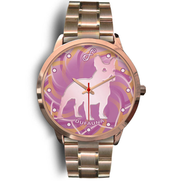Pink French Bulldog Body Silhouette Rose Gold Watch BR0321