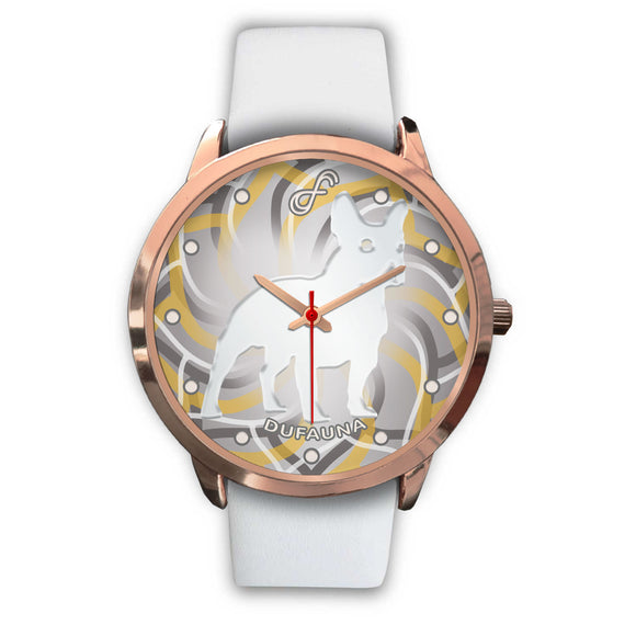 White French Bulldog Body Silhouette Rose Gold Watch BR0421