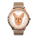 Beige Chihuahua Face Rose Gold Watch FR0409