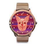 Pink/Purple Chihuahua Face Rose Gold Watch FR0509