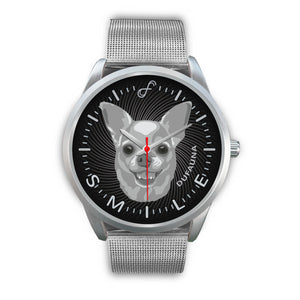 Grey/Black Chihuahua Smile Steel Watch SS0109