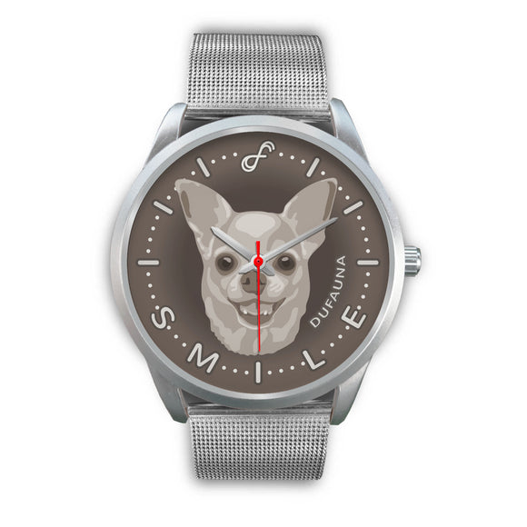 Grey Chihuahua Smile Steel Watch SS0809