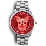 Red Chihuahua Smile Steel Watch SS0909