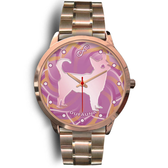 Pink Chihuahua Body Silhouette Rose Gold Watch BR0309