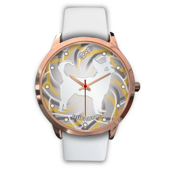 White Chihuahua Body Silhouette Rose Gold Watch BR0409
